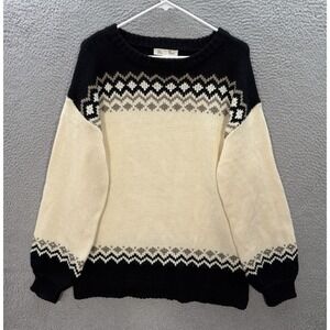 Vine & Love Sweater Womens Medium Multicolor Knit Fair Isle Pullover Preppy